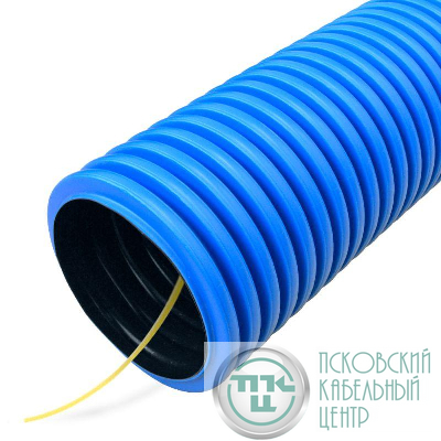 Труба гофрированная двустенная ПНД гибкая d50мм с протяжкой SN26 450 син. (уп.100м) Промрукав PR15.0022