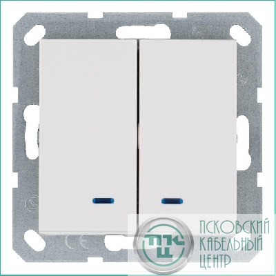 Выключатель 2-кл. 10А IP20 с подсветкой механизм бел. глянцевый Jasmart G3023NW
