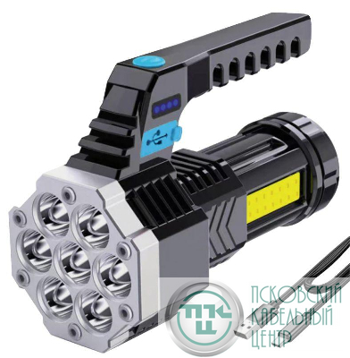 Фонарь аккумуляторный LED53404 4В 7LED+COB 3Вт 4 реж USB бокс черн. Ultraflash 15033