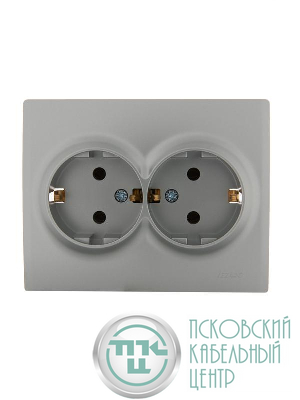 Розетка 2-м СП Karina с заземл. термопласт матов. серебр. LEZARD 707-4300-127B