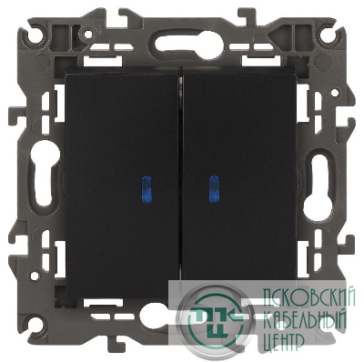 Выключатель 2-кл. СП Elegance 14-1105-05 10А IP20 250В 10AX с подсветкой механизм антрацит Эра Б0034241