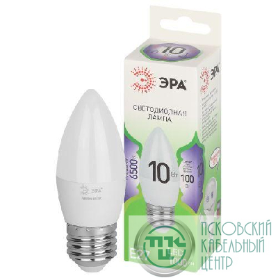 Лампа светодиодная GREEN LINE B35-10W-865-E27 GL 10Вт свеча 6500К свет холод. E27 Эра Б0067125