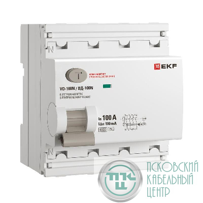 Выключатель дифференциального тока 4п 100А 100мА тип AC 6кА ВД-100N электромех. PROxima EKF E1046M100100