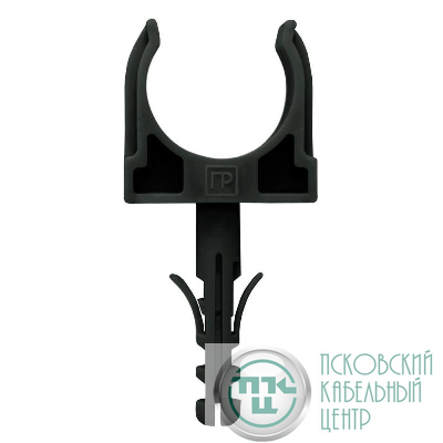 Держатель для труб (клипса) d32мм с дюбелем черн. (в малой упак.) (уп.10шт) Промрукав PR13.0306