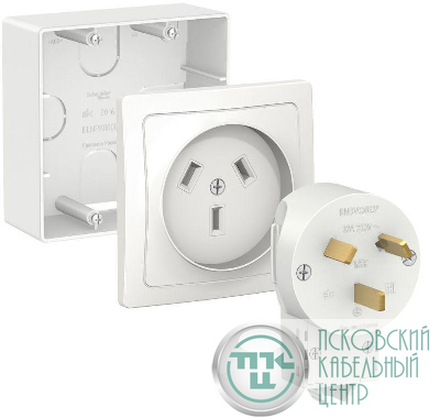 Комплект силовой ОП Blanca 32А 250В (подъемная коробка + розетка + вилка) бел. SE BLNSK003231