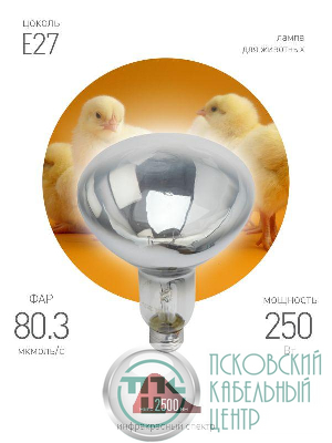 Излучатель тепловой (лампа инфракрасная) ИКЗ 220-250 R127 250Вт E27 IP20 КЭЛЗ Б0042991