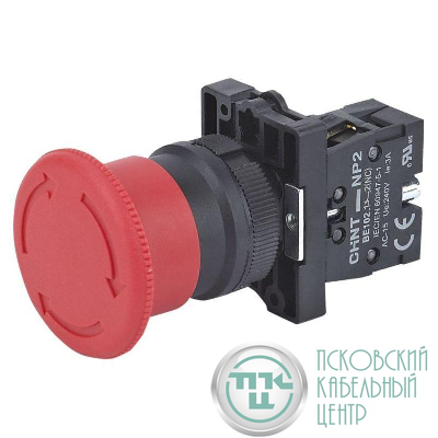 Кнопка управления "Грибок" NP2-ES442 d30мм 1НЗ IP40 с фиксацией без подсветки красн. (R) CHINT 573897