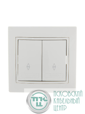 Переключатель проходной 2-кл. СП Mira 10А IP20 с бел.вставкой бел. LEZARD 701-0202-106