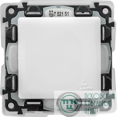 Механизм выключателя 1-кл. СП Valena Life 10А IP44 250В 10АХ с лицевой панелью; безвинтовые зажимы бел. Leg 752151