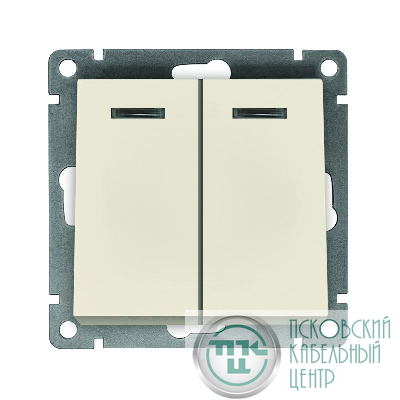 Выключатель 2-кл. СП Афина 10А IP20 с подсветкой механизм сл. кость (ivory) Universal A0123-I