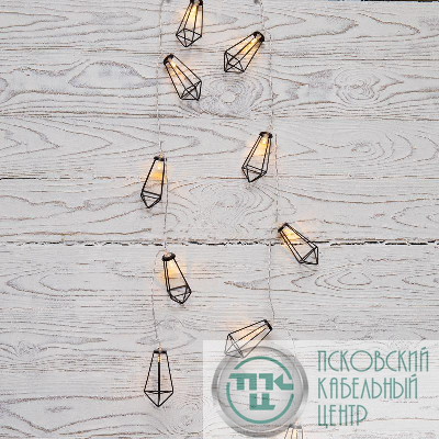 Гирлянда светодиодная "Кристаллы черные" 1.5м 10LED тепл. бел. 0.1Вт IP20 провод ПВХ прозр. элементы питания 2хAA (не в компл.) Neon-Night 304-017