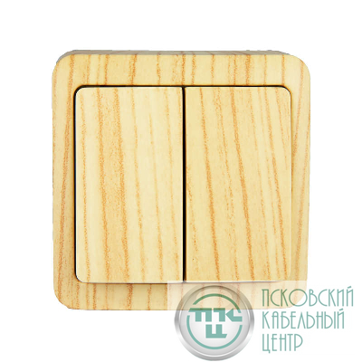 Выключатель 2-кл. ОП VIOLA 10А IP20 беленый дуб LEZARD 751-5200-101