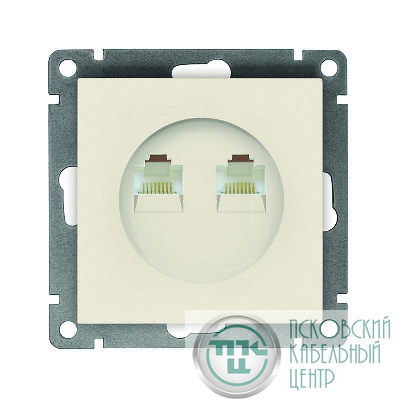 Розетка компьютерная 2-м СП Афина RJ45 кат.5E механизм сл. кость (ivory) Universal A1086-I