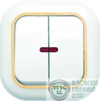 Выключатель 2-кл. СП Валентина 10А IP20 С56-175 с индикацией бел./зол. Кунцево 7650