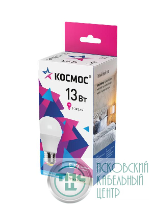 Лампа светодиодная А60 13Вт Е27 6500К 220В КОСМОС LkecLED13wA60E2765
