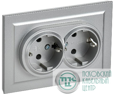 Розетка 2-м СП BRITE РСш12-3-БрА 16А в сборе с заземл. защ. шторки алюм. IEK BR-R24-16-K47-F
