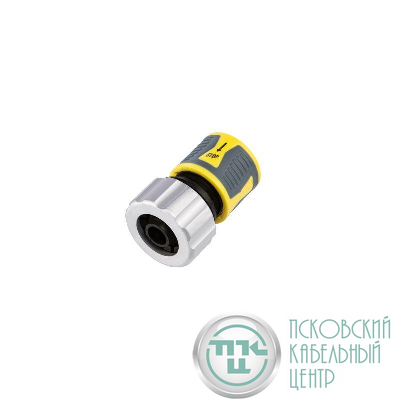 Коннектор для шланга быстросъемный 3/4дюйм с аквастопом с зажимной шайбой из цинка ЧЕТЫРЕ СЕЗОНА 62-0307-F