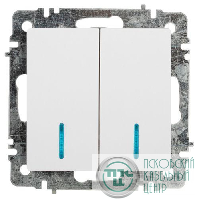 Выключатель 2-кл. СП Accent 6-105-01 10А IP20 250В с подсветкой AL/CU бел. Intro Б0063505