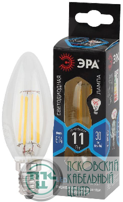 Лампа светодиодная филаментная F-LED B35-11W-840-E14 11Вт B35 свеча 4000К нейтр. бел. E14 Эра Б0046987