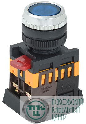 Кнопка ABLFS-22 d22мм 1НО+1НЗ 240В неон син. GENERICA BBT30-ABLFS-K07
