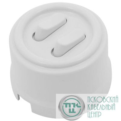 Выключатель 2-кл. ретро ABS-пластик бел. Bironi B1-222-21