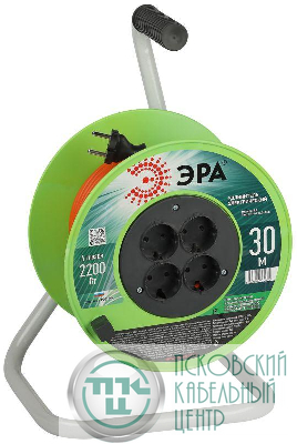 Удлинитель на катушке 4х30м без заземл. RP-4-2x1.0-30m ПВС 2х1 Эра Б0059782