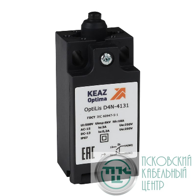 Выключатель концевой OptiLiS D4N-4131 толкатель пластик. EN 50047 XCKN2112P20 КЭАЗ 365302