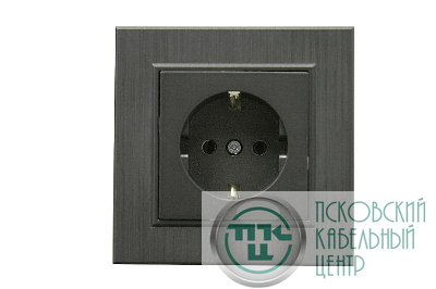 Розетка 1-м Karea LINE STAR с заземл. дым. металлик Makel 86050028