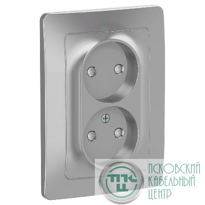 Розетка 2-м СП Blanca 16А IP20 250В без заземл. защ. шторки алюм. SE BLNRS000123