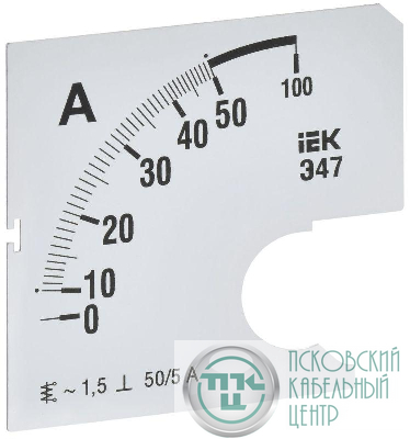 Шкала сменная для амперметра Э47 50/5А-1.5 72х72мм IEK IPA10D-SC-0050