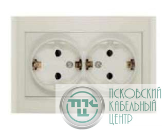 Розетка 2-м СП Бриллиант 16А IP20 с заземл. защ. шторки сл. кость UNIVersal 7948769
