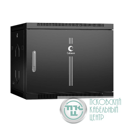 Шкаф телекоммуникационный настенный SH-05F-9U60/35m-BK 19дюйм 9U 600х350х501мм дверь метал. черн. (RAL 9004) Cabeus 8611c