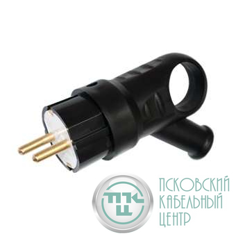 Вилка штепсельная угловая 16А с заземл. с кольцом каучук черн. Bylectrica В16-385