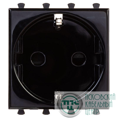 Розетка 1-м 2мод. Avanti "Черный квадрат" 16А IP20 2P+E защ. шторки черн. DKC 4402002