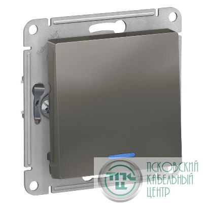 Выключатель 1-кл. СП AtlasDesign 10А IP20 (сх. 1а) 10AX с подсветкой механизм сталь SE ATN000913