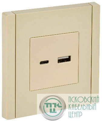 Розетка USB A+C 18Вт FORTE&PIANO FP451 ваниль IEK FP-U22-018-K10