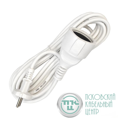 Удлинитель-шнур 1х5м без заземл. 10А IP20 ПВС 2х1 бел. DOMTOK 2337