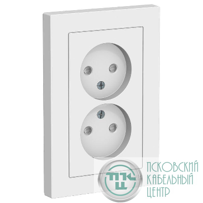 Розетка 2-м СП AtlasDesign 16А IP20 без заземл. защ. шторки в сборе бел. SE ATN000122