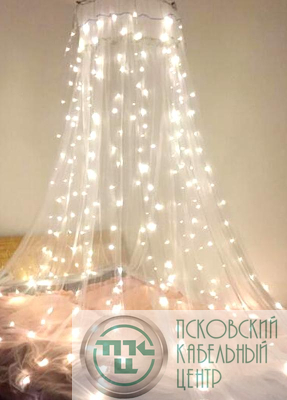 Гирлянда светодиодная "Пучок" 7 нитей 1.8м 126LED тепл. бел. 220В провод зел. КОСМОС KOC_TRE-V71