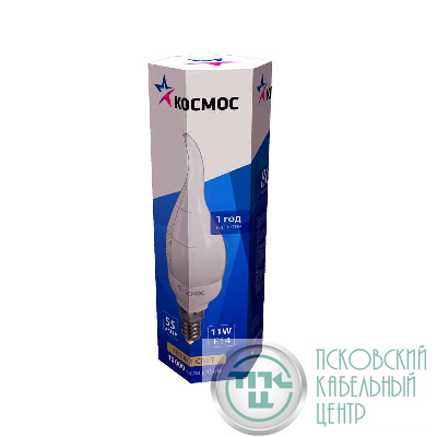 Лампа люминесцентная компакт. FS 11Вт E14 свеча 2700К КОСМОС lksmFS11wE1427