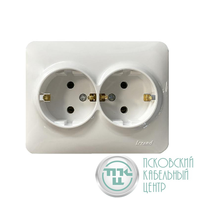 Розетка 2-м Karina Life с заземл. ПБТ бел. LEZARD 708-0200-127B