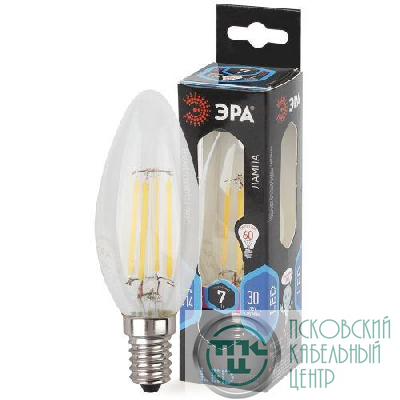 Лампа светодиодная филаментная F-LED B35-7w-840-E14 Эра Б0027943