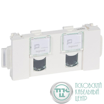 Розетка компьютерная 2-м СП 4мод. Mosaic RJ45 кат.5E UTP CD с механизмом быстр. подключ. механизм бел. Leg 076541