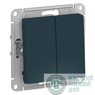 Выключатель 2-кл. СП AtlasDesign 10А IP20 (сх. 5) 10AX механизм изумруд SE ATN000851
