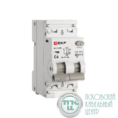 Выключатель автоматический дифференциального тока 2п (1P+N) C 6А 30мА тип AC 6кА АВДТ-63N (электрон.) PROxima EKF D63N26E6C30