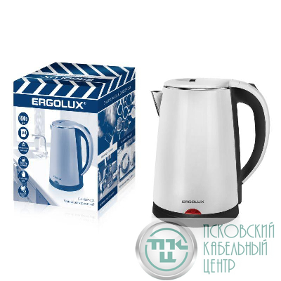 Чайник ELX-KS09-C41 нерж. сталь/пластик 1.8л 220-240В 1600Вт черн./бел. ПРОМО Ergolux 14927