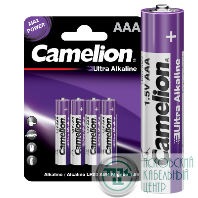 Элемент питания алкалиновый AAA/LR03 1.5В Ultra BL-4 (уп.4шт) Camelion14985