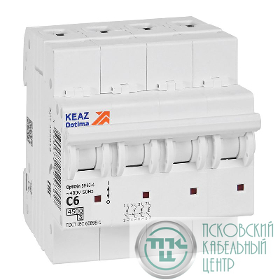 Выключатель автоматический модульный 4п C 6А OptiDin BM63-4C6-4.5-УХЛ3 КЭАЗ 326819