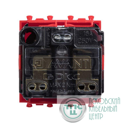 Розетка 1-м 2мод. Avanti "Красный квадрат" 16А IP20 2P+E защ. шторки красн. DKC 4401002