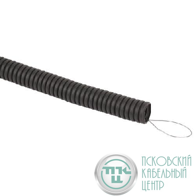 Труба гофрированная d25мм с протяжкой безгалоген. трудногорючая (FRHF) черн. (уп.75м) Эра Б0068908